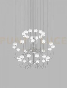 Puppet sospensione 36p bianco sfumato cromo lucido 36 luci attacco g9