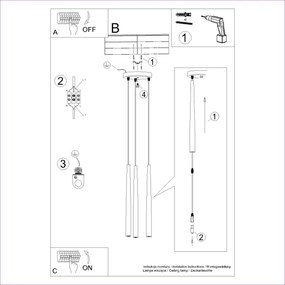 Sollux SL.1463 - Lampadario a sospensione con filo BLISS 3xG9/8W/230V nero
