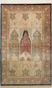 Ghom Tappeto 160 x 100 Verde (Iran) Annodato A Mano