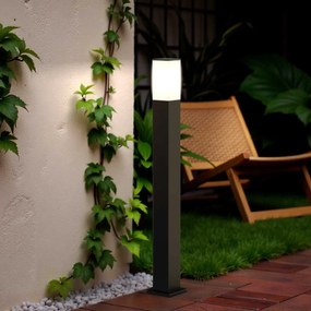 Paletto da Giardino 100cm Quadrato acciaio INOX Nero IP54 IK06 base E27