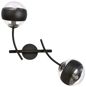 Applique Contemporaneo Oceano Acciaio Nero 2 Luci E14 Ip20