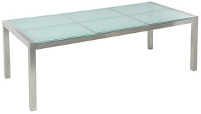 Tavolo da pranzo acciaio e vetro argento 220 x 100 cm GROSSETO Beliani