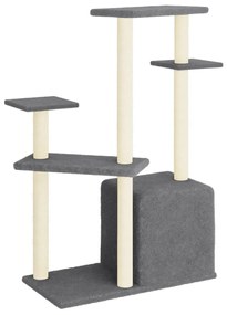 Albero per gatti con tiragraffi in sisal grigio scuro 107,5 cm