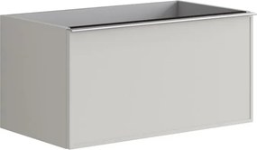 Cassettiera Pixel con 2 cassetti  frontale frame laccato opaco Beige Greige e maniglia alluminio brillante L80 x H40 x P45,5 cm.