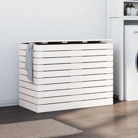 Cesto Per Bucato Bianco 88,5x44x66 Cm Legno Massello Pino /