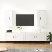 Set di Mobili Porta TV 4 pz Bianco Lucido in Legno Multistratocod mxl 124763