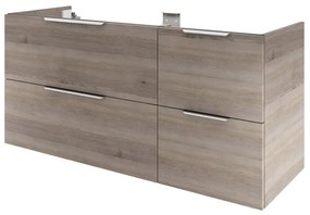 Mobile da bagno sotto lavabo SENSEA Neo grigio / argento lucido L 135 x H 64 x P 48 cm 4 cassetti, lavabo non incluso