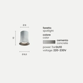 Lampada faretto da interno ROCK 8x10 cm in cemento e vetro soffiato