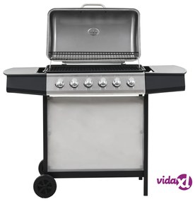 vidaXL Barbecue Griglia a Gas 6 Fornelli Acciaio Inossidabile Argento