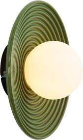 Plafoniera retrò verde con vetro opale - Lila