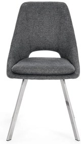 Set di 2 sedie KASHAR in tessuto grigio scuro e gambe acciaio