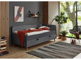 Letto singolo imbottito grigio scuro con contenitore con materasso incluso 90x200 cm Cabana – Meise Möbel