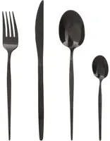 Set 24 posate acciaio inox nero Line