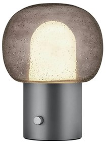 Lampada da tavolo LED color antracite in alluminio con paralume in vetro (altezza totale 32 cm) Iris – Blomus