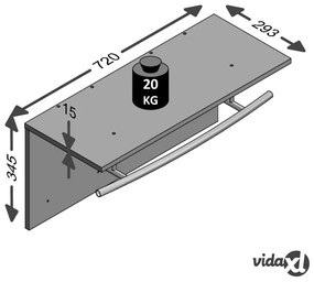 FMD Appendiabiti a Parete 72x29,3x34,5 cm Grigio Calcestruzzo