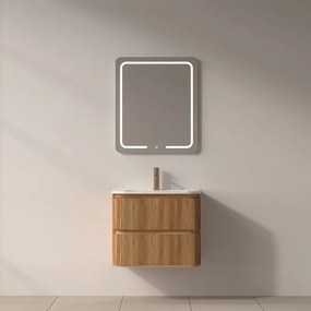 Mobile bagno 60 cannettato con lavabo incasso ceramica | KAM-NORTH-60C - KAMALU