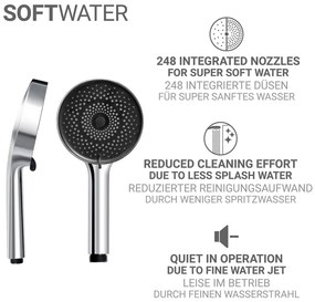 Set per doccia color argento lucido in acciaio inox con doccetta/con supporto scorrevole 70 cm Softwater – Wenko
