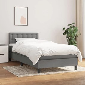 Giroletto A Molle Con Materasso Grigio Scuro 90x190 Cm Tessuto /