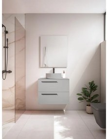 Mobile da bagno sospeso sotto lavabo L 70 x H 55 x P 39.5 cm grigio laccato opaco, 2 cassetti VISOBATH Mia