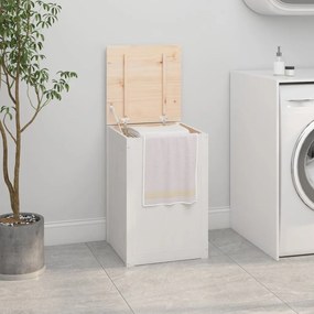Contenitore Per Bucato Bianco 44x44x66 Cm Legno Massello Pino /