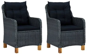Sedie da giardino con cuscini 2 pz in polyrattan grigio scuro