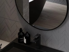 Mexen Loft specchio da bagno rotondo 75 cm, cornice nera - 9850-075-075-000-70