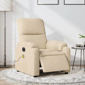 Poltrona Reclinabile Massaggiante Elettrica Crema Microfibra /