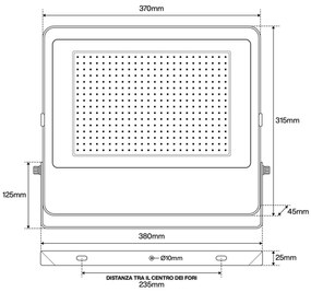 Faro LED 200W IP65 125lm/W - chip LED Black Colore Bianco Naturale 4.000K