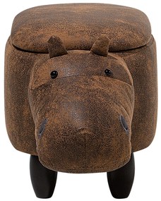 Pouf in tessuto similpelle marrone chiaro HIPPO  Beliani