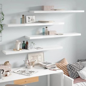 Scaffali A Parete 4 Pz Bianco Lucido 120x23,5x3,8 Cm İn Mdf /