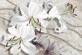 Carta da parati – Giglio con perle