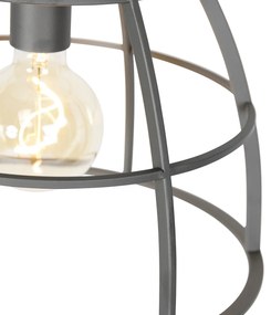 Lampada a sospensione industriale grigio scuro con legno 34 cm - Arthur