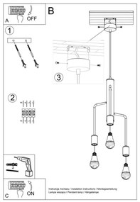 Lampadario a sospensione con filo DUOMO 3M 3xE27/60W/230V nero