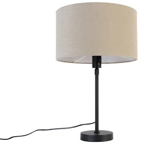 Lampada da tavolo nera regolabile con paralume marrone chiaro 35 cm - Parte