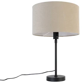 Lampada da tavolo nera regolabile con paralume marrone chiaro 35 cm - Parte