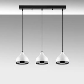 Lampadario a sospensione con cavo YILDO 3xE27/40W/230V bianco/nero