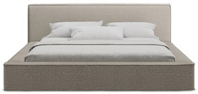Letto matrimoniale imbottito grigio tortora con contenitore e rete inclusi 140x200 cm Noho – Makamii