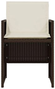 Set Bistrò 3 pz con Cuscini Marrone in Polyrattan