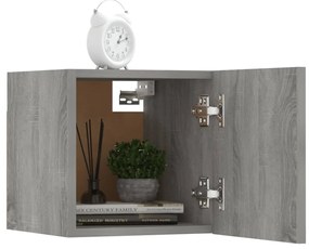 Armadietti TV Montati a Parete 2pz Grigio Sonoma 30,5x30x30 cm