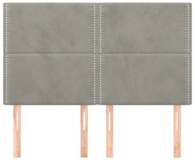 Testiere 4 pz grigio chiaro 72x5x78/88 cm in velluto
