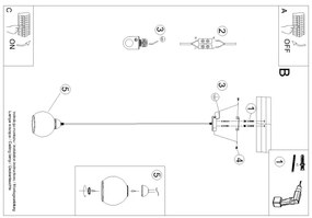 Sollux SL.1141 - Lampadario a cavo ALINO 1xE27/60W/230V nero