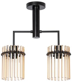 Lampadario a sospensione con supporto rigido 2xE27/60W/230V nero/fumé