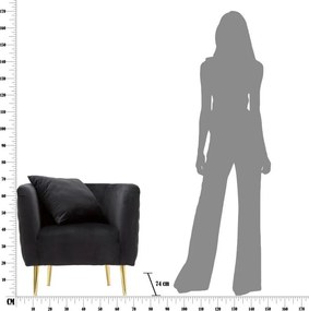 Poltrona nera con poggioli/con gambe con rivestimento in velluto Bucarest – Mauro Ferretti