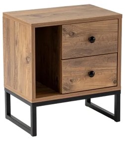 Comodino GLIMMER 50x45,2 cm pino atlantic/nero