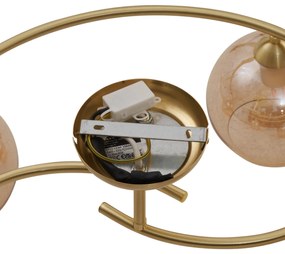 Lampada da soffitto moderna ottone con vetro ambra 4 luci - Alanis