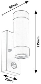 Rabalux 8835 - Applique da esterno con sensore MEDINA 2xGU10/10W/230V