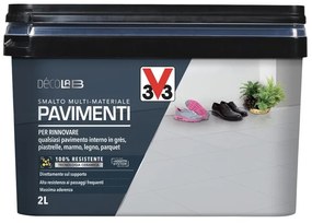 Smalto per pavimenti interni base acqua V33 DECOLAB PAVIMENTI grigio acciaio satinato 2 L