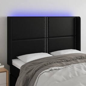 Testiera A Led Nera 147x16x118/128 Cm İn Similpelle /
