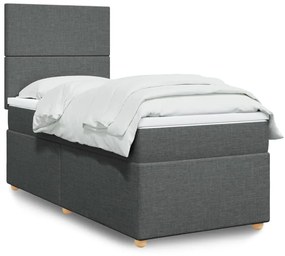 Giroletto A Molle Con Materasso Grigio Scuro 90x190 Cm Tessuto /