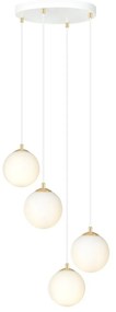 Lampadario a Sospensione in Acciaio e Vetro ROYAL 4 Bianco o Nero 4xE14